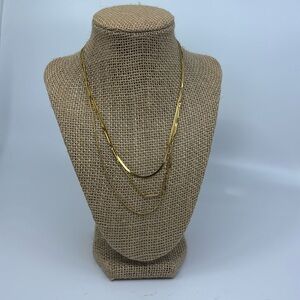 Jenny Bird Bea Triple Strand Necklace, Goldtone Plate, NWT